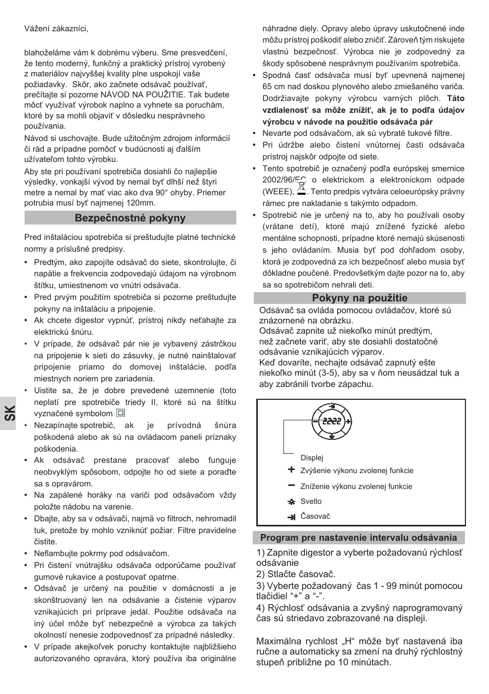 Pokyny na použitie, Bezpečnostné pokyny | Teka DVL 90 User Manual | Page 28 / 40