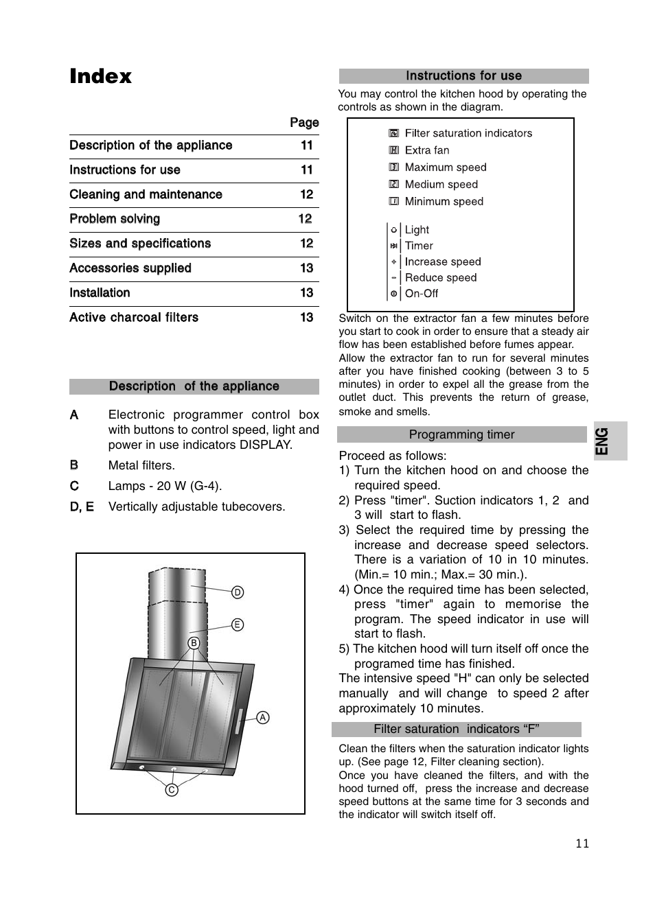 Index | Teka DV 80 GLASS User Manual | Page 3 / 8