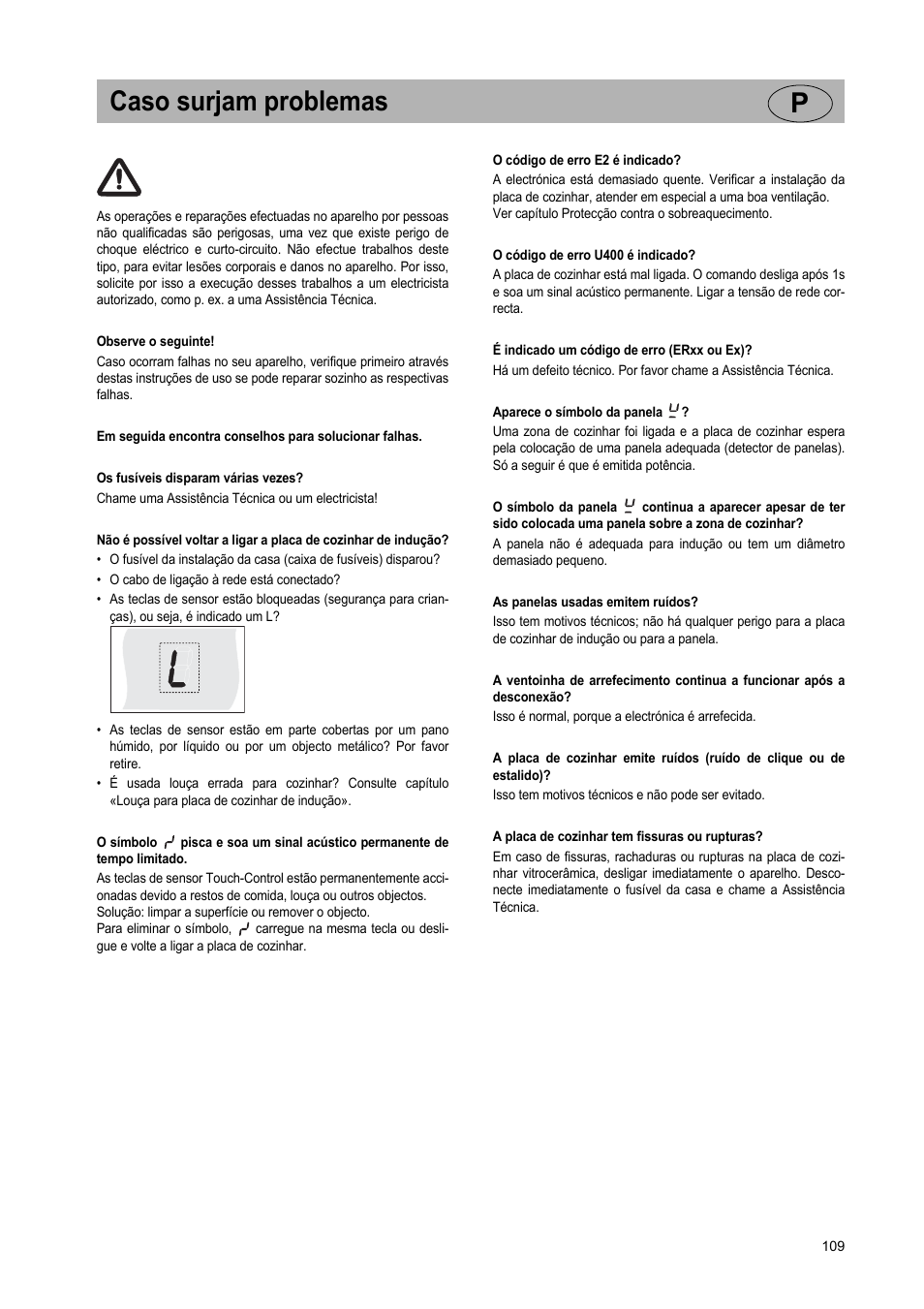 Caso surjam problemas p | Teka GKST 95 N i4 Select User Manual | Page 109 / 113