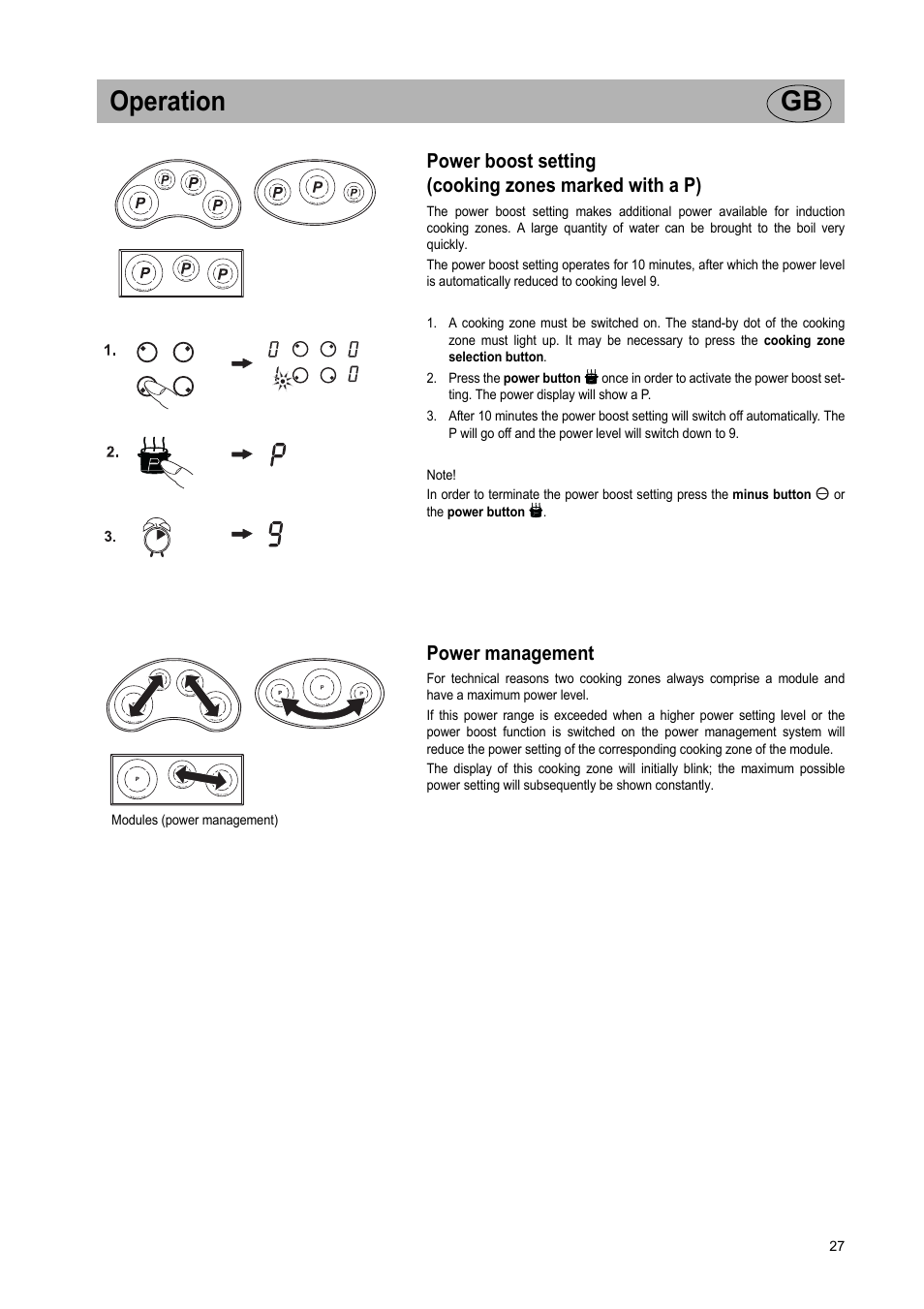 Operation gb, Power management | Teka GKST 95 N i4 Select User Manual | Page 27 / 113