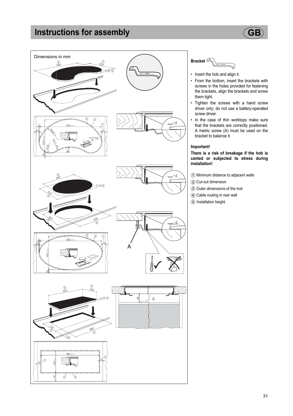Instructions for assembly gb | Teka GKST 95 N i4 Select User Manual | Page 31 / 113