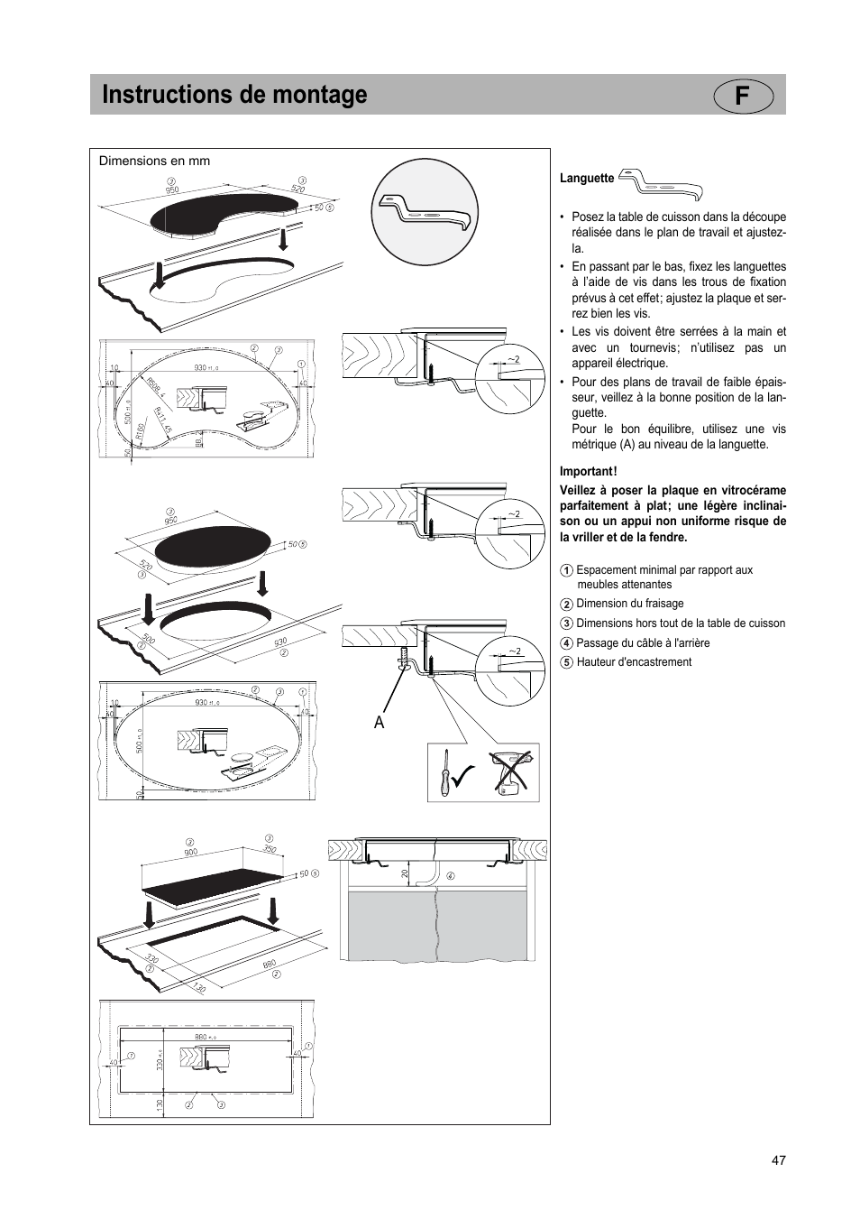 Instructions de montage f | Teka GKST 95 N i4 Select User Manual | Page 47 / 113