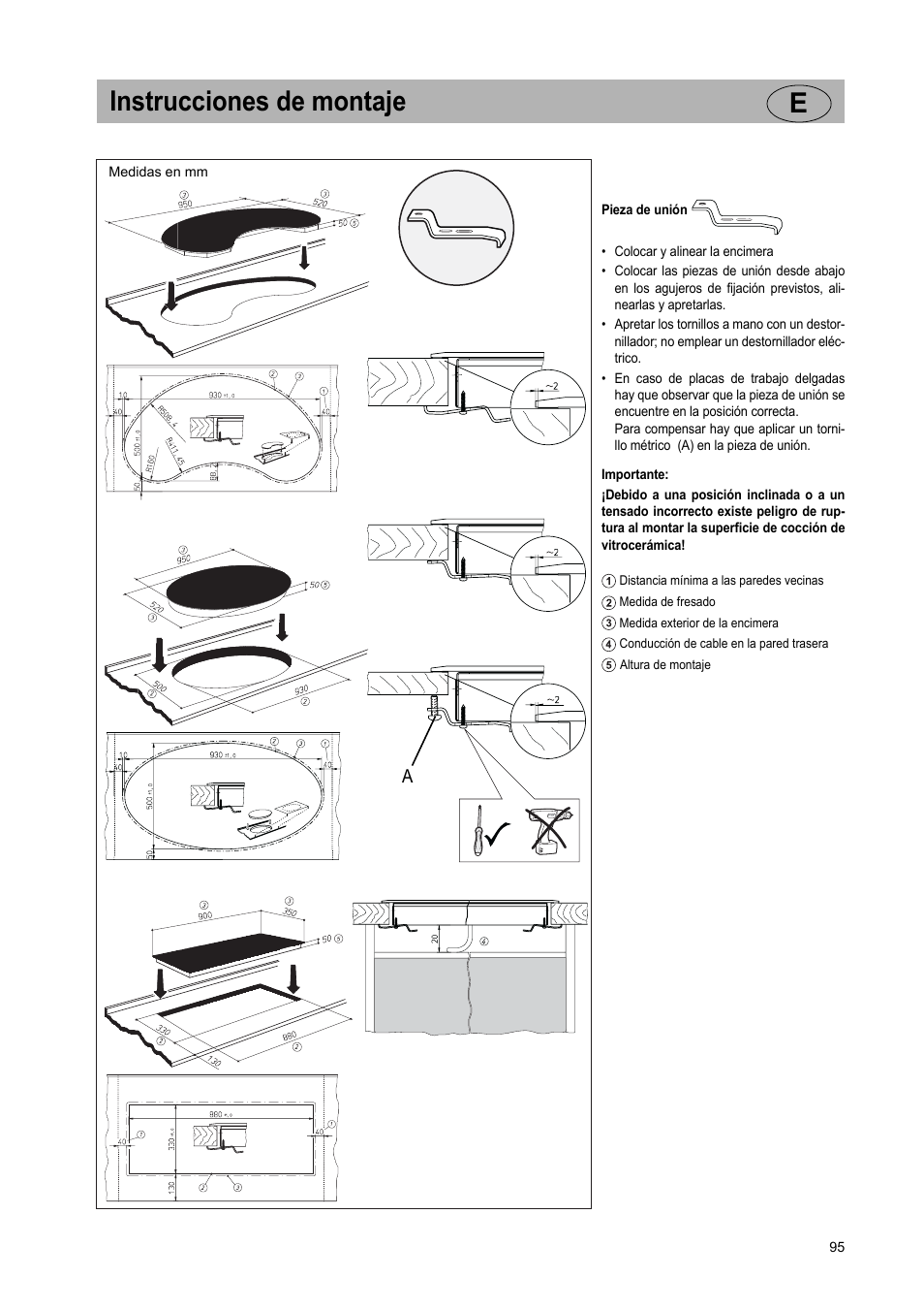 Instrucciones de montaje e | Teka GKST 95 N i4 Select User Manual | Page 95 / 113