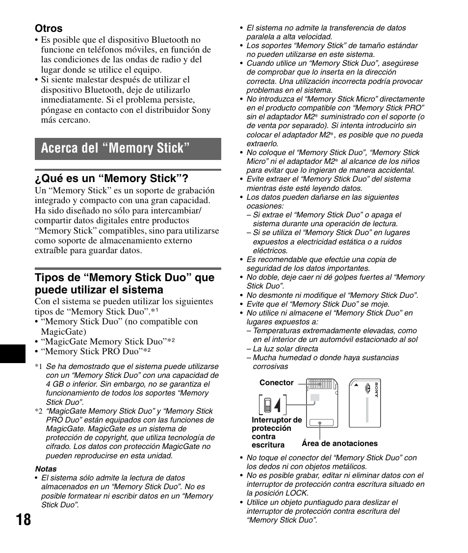 Acerca del “memory stick, Qué es un “memory stick, Otros | Sony NV-U83 User Manual | Page 136 / 194