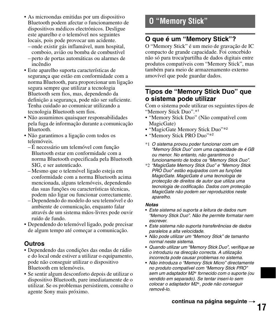 O “memory stick, O que é um “memory stick | Sony NV-U83 User Manual | Page 181 / 194