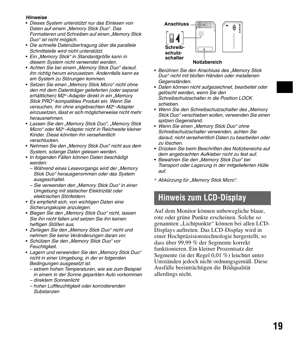 Hinweis zum lcd-display | Sony NV-U83 User Manual | Page 41 / 194