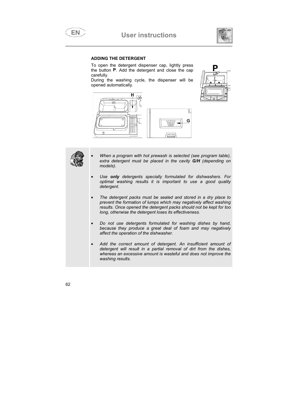 User instructions | Teka DW7 80 FI User Manual | Page 12 / 24