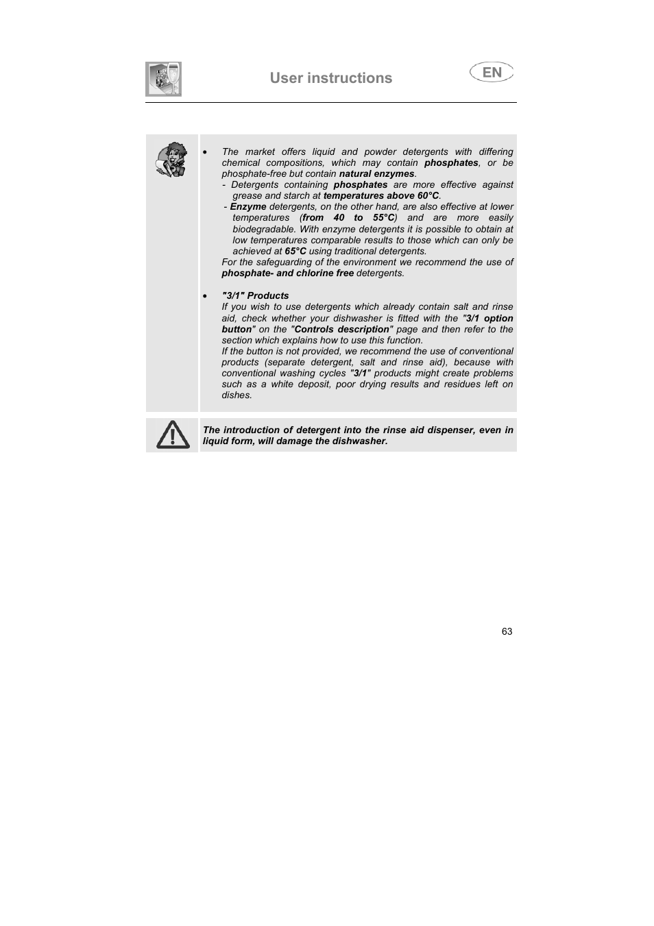 User instructions | Teka DW7 80 FI User Manual | Page 13 / 24
