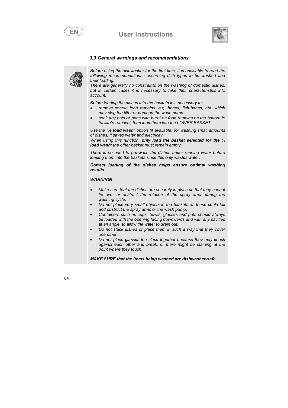 User instructions | Teka DW7 80 FI User Manual | Page 14 / 24