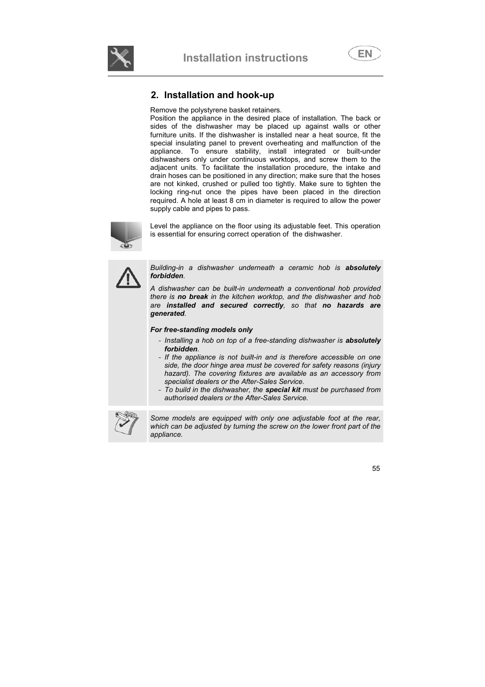 Installation instructions | Teka DW7 80 FI User Manual | Page 5 / 24