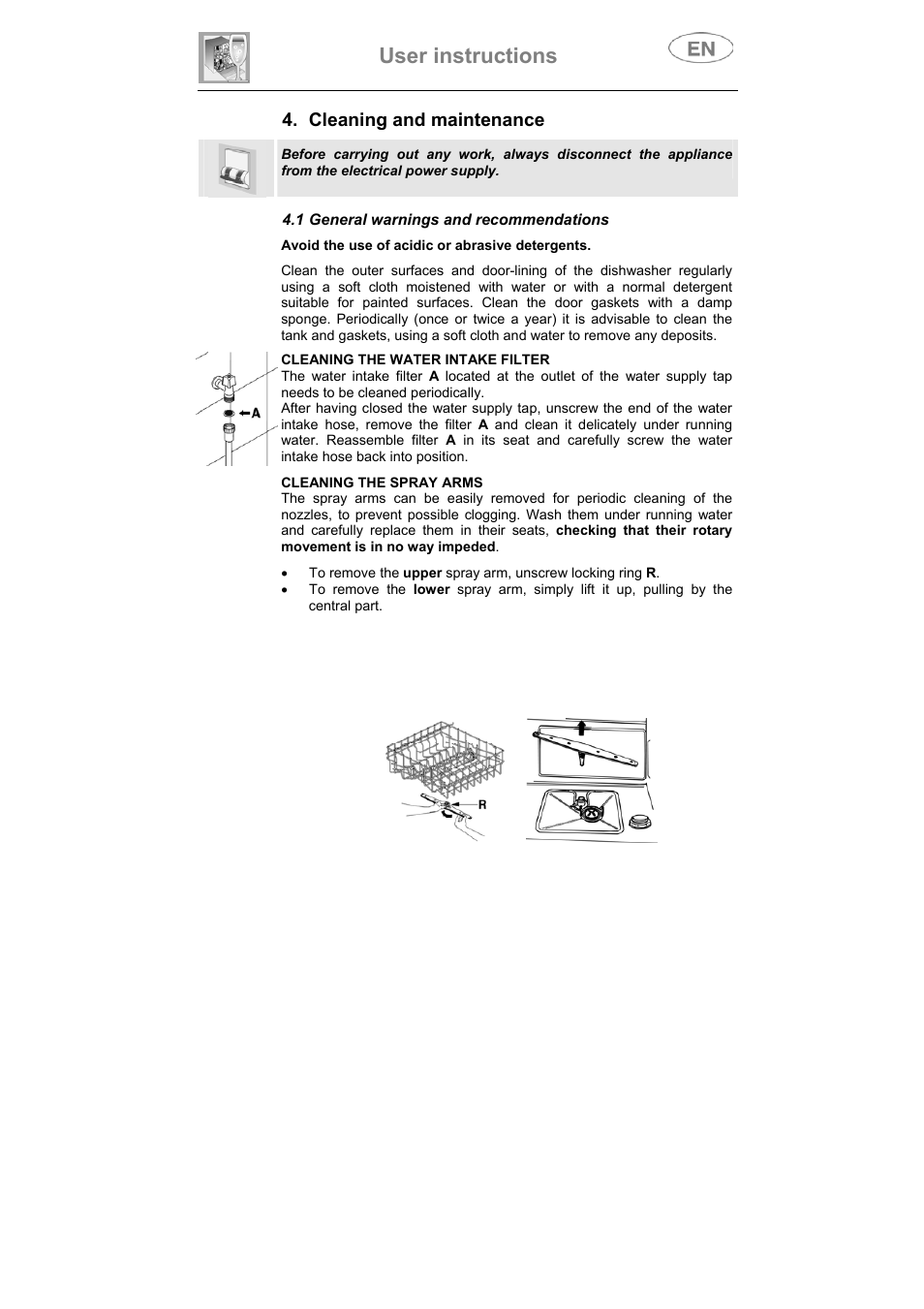 User instructions, Cleaning and maintenance | Teka DW7 86 FI User Manual | Page 21 / 24