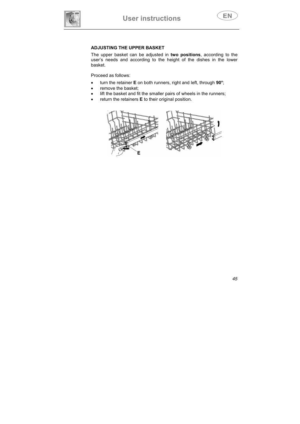 User instructions | Teka DW7 45 S User Manual | Page 19 / 24