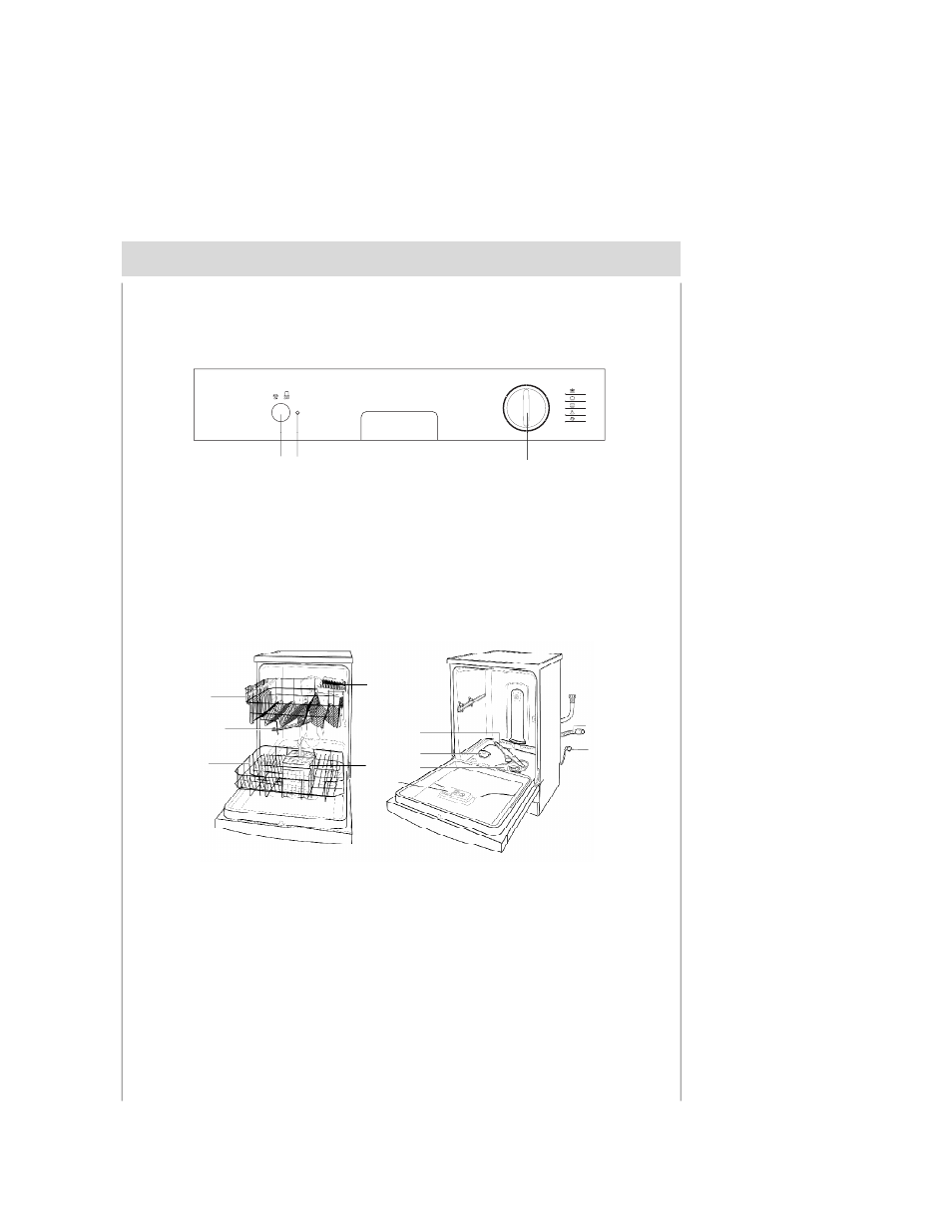 Familiarizándose con el lavavajillas, Primer plano (panel de control), Primer plano (interior) | Pulsador on-off, Selector de programmi, Ac b | Teka LP1 700 User Manual | Page 60 / 84
