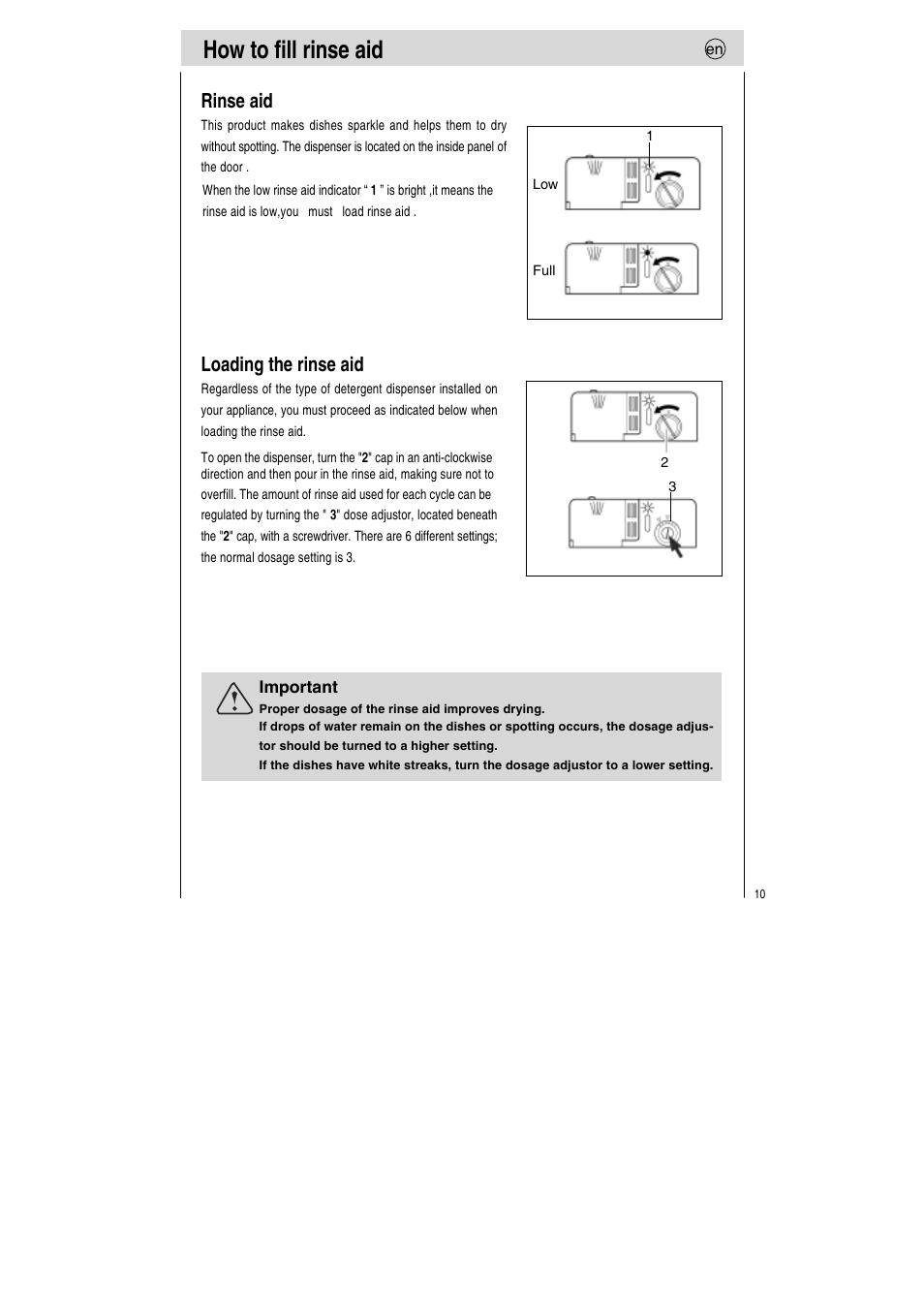 How to fill rinse aid, Rinse aid, Loading the rinse aid | Teka LP7 760 User Manual | Page 11 / 30