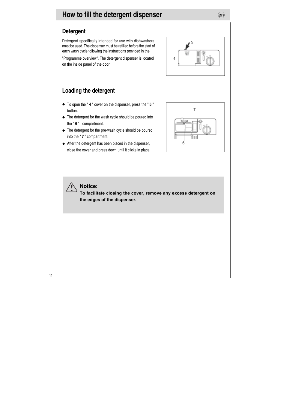 How to fill the detergent dispenser, Detergent, Loading the detergent | Teka LP7 760 User Manual | Page 12 / 30