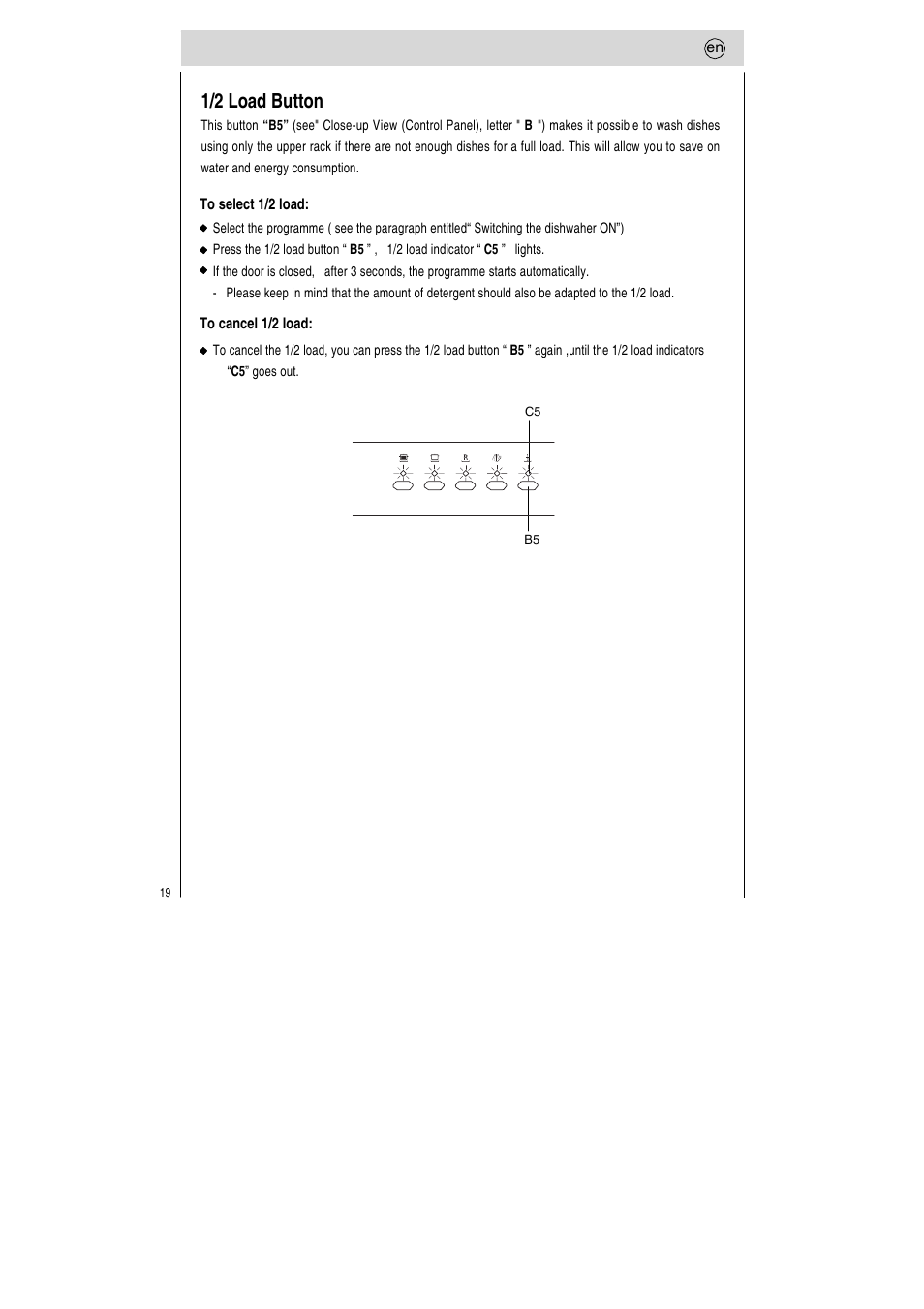 1/2 load button | Teka LP7 760 User Manual | Page 20 / 30