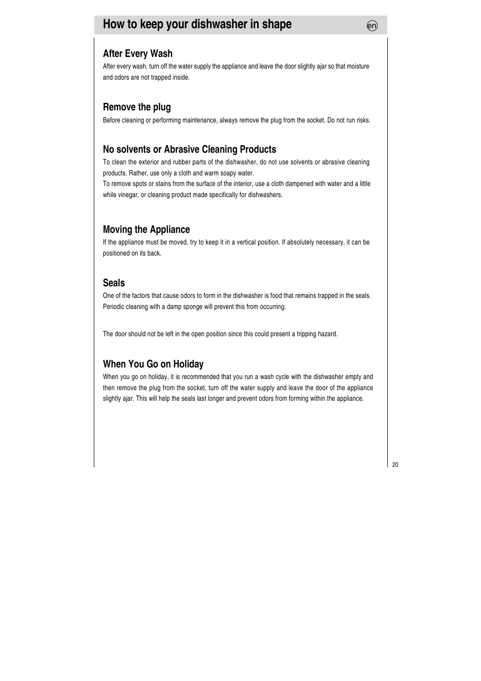 How to keep your dishwasher in shape | Teka LP7 760 User Manual | Page 21 / 30