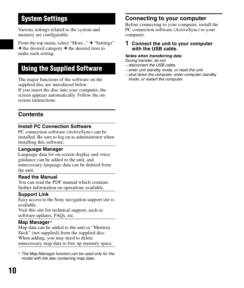 Sony NV-U72TW User Manual | Page 10 / 116