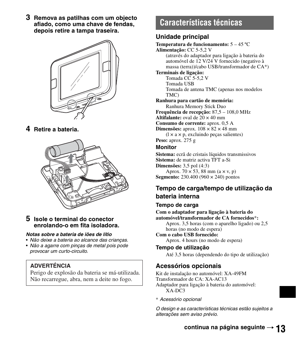Características técnicas | Sony NV-U72TW User Manual | Page 111 / 116