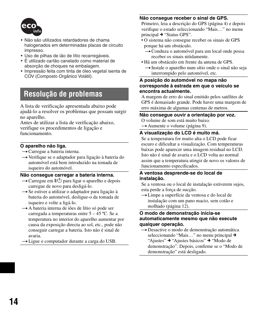 Resolução de problemas | Sony NV-U72TW User Manual | Page 112 / 116