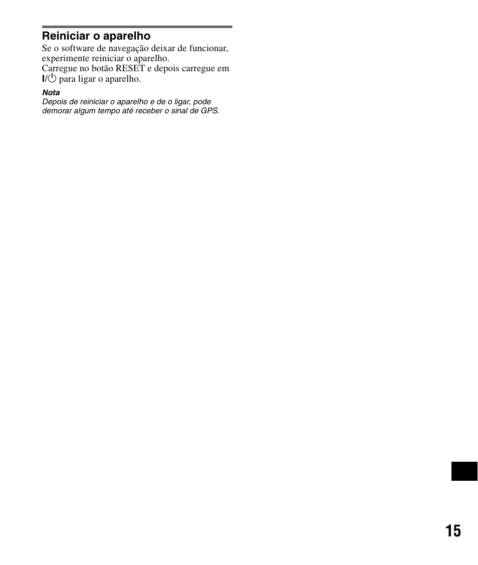 Reiniciar o aparelho | Sony NV-U72TW User Manual | Page 113 / 116