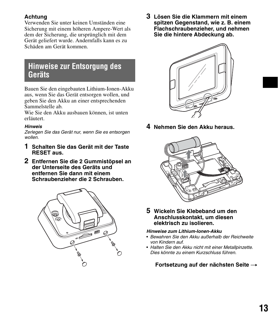 Hinweise zur entsorgung des geräts | Sony NV-U72TW User Manual | Page 27 / 116