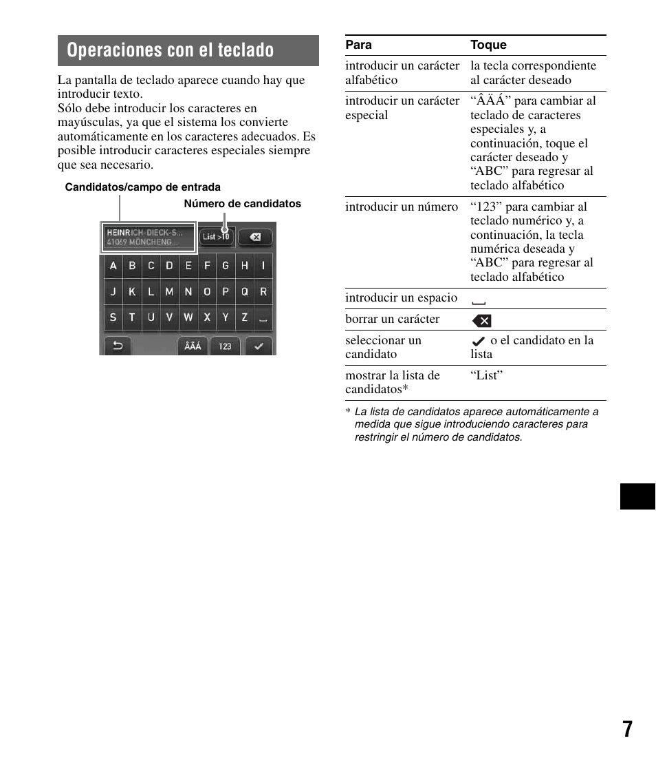 Operaciones con el teclado | Sony NV-U72TW User Manual | Page 77 / 116