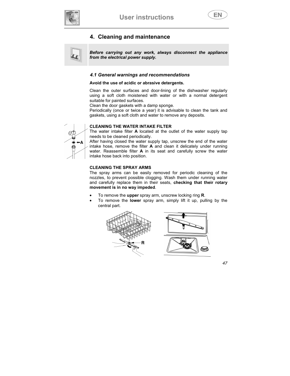 User instructions | Teka DW7 60 FI User Manual | Page 21 / 24