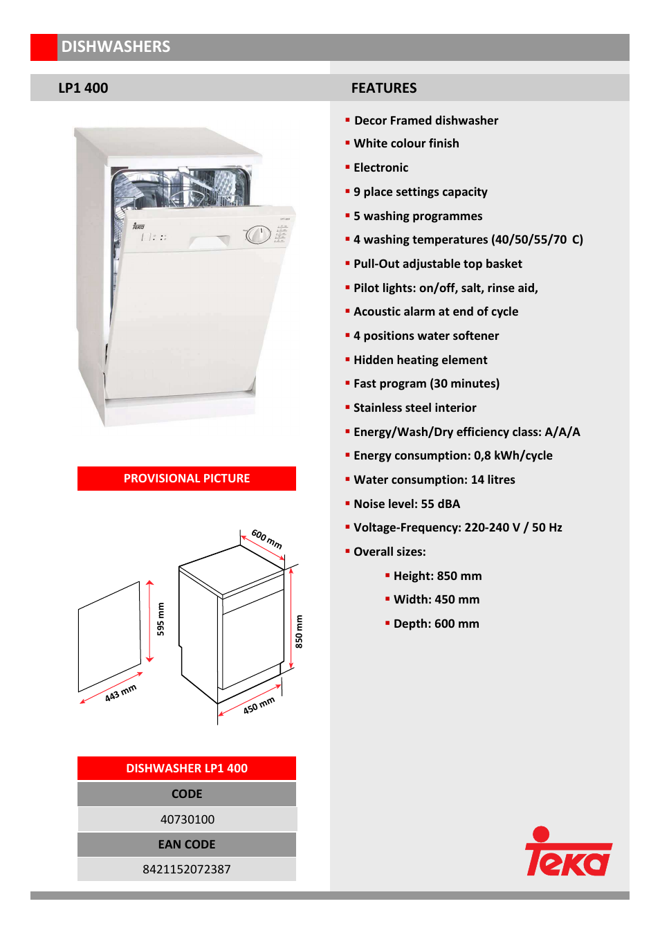 Teka LP1 400 User Manual | 1 page