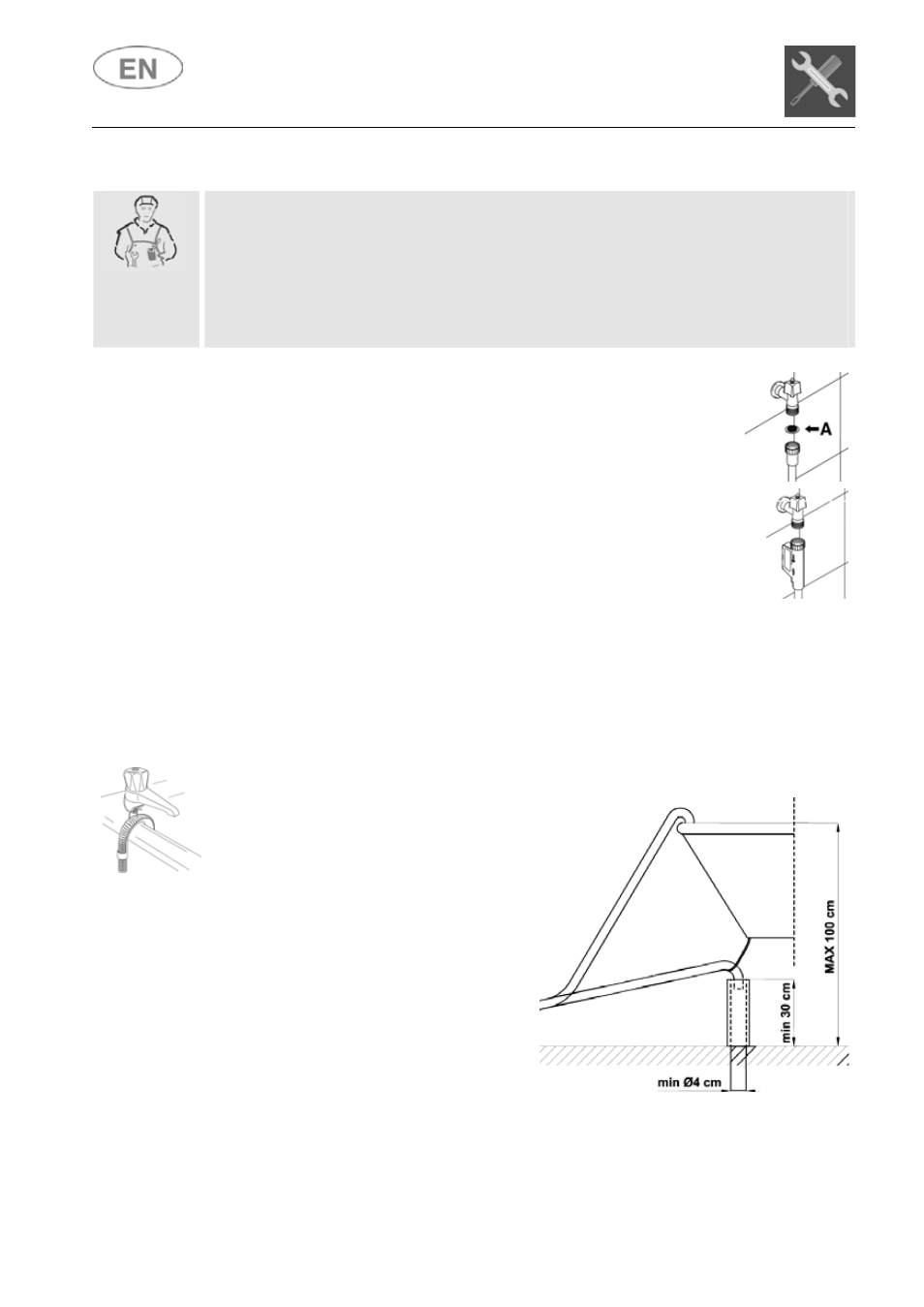 Installation instructions, 1 water supply connection, Connecting to the water supply | Teka DW8 60 SWB User Manual | Page 6 / 34