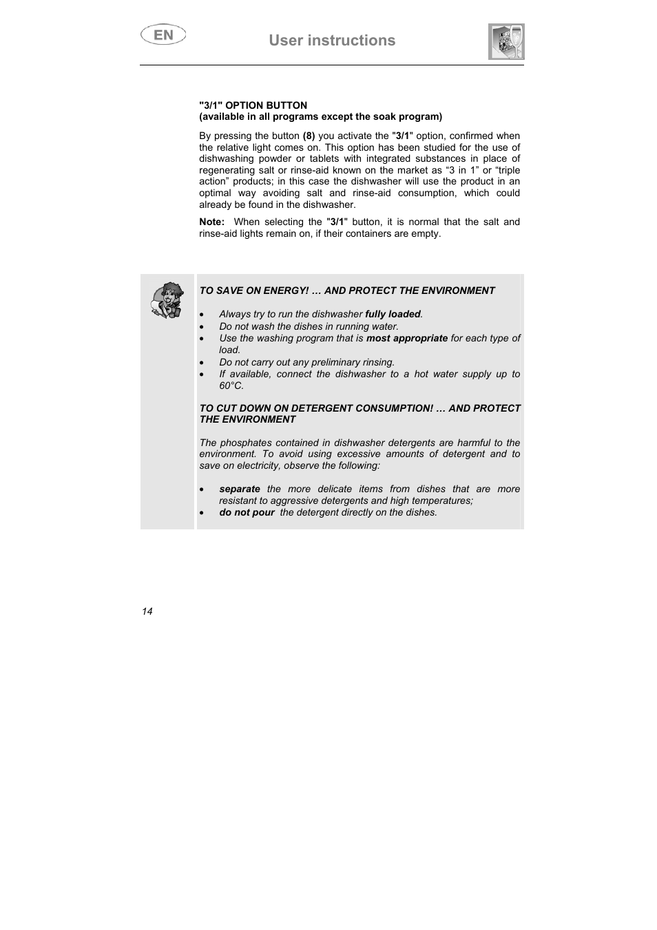 User instructions | Teka DW8 59 S User Manual | Page 14 / 32