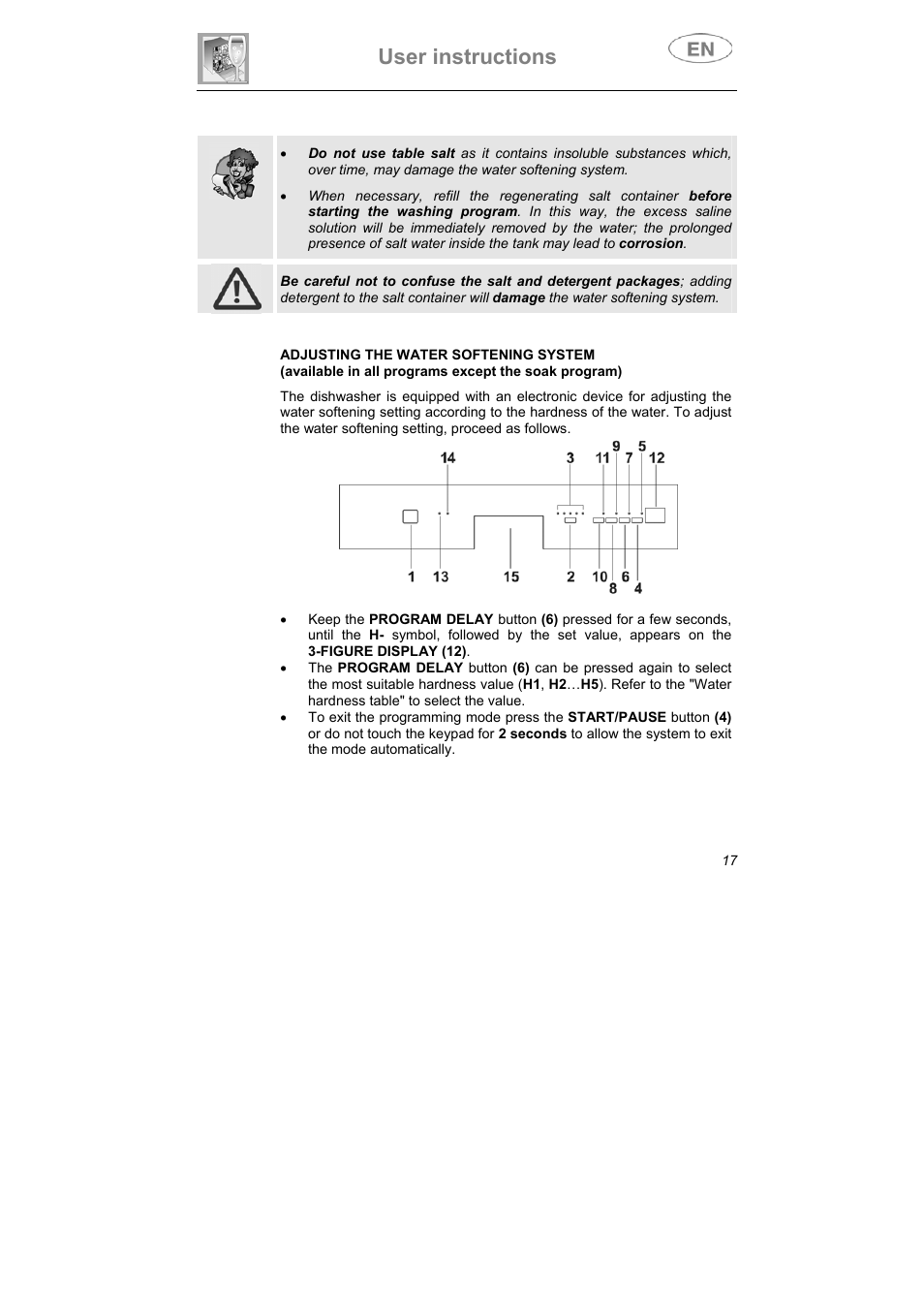 User instructions | Teka DW8 59 S User Manual | Page 17 / 32