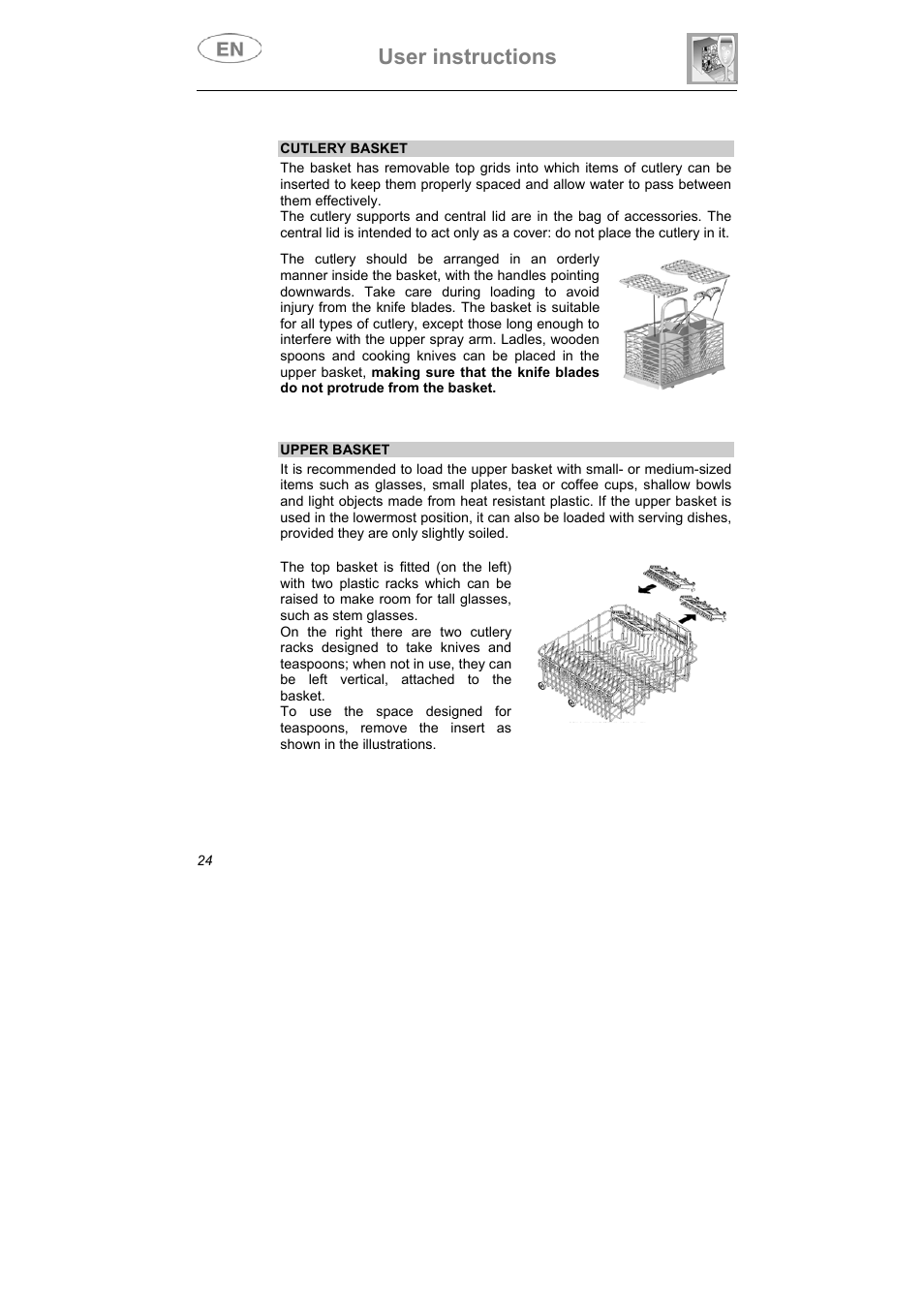 User instructions | Teka DW8 59 S User Manual | Page 24 / 32