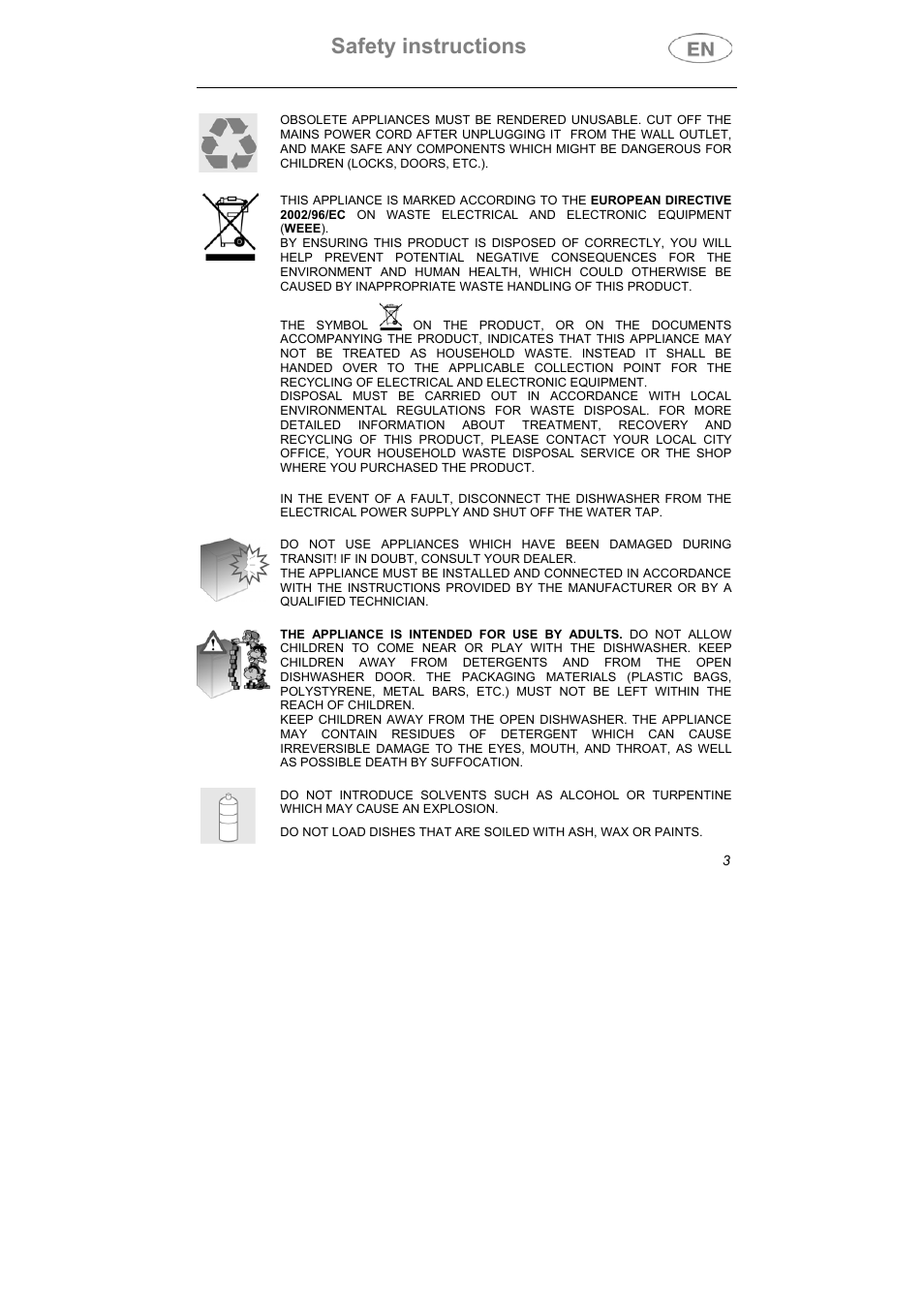 Safety instructions | Teka DW8 59 S User Manual | Page 3 / 32