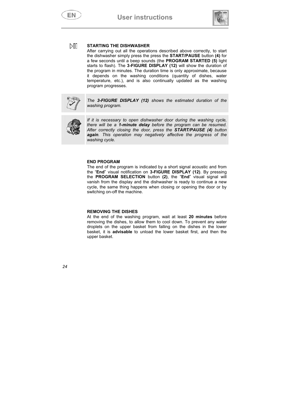 User instructions | Teka DW7 86 S User Manual | Page 10 / 11