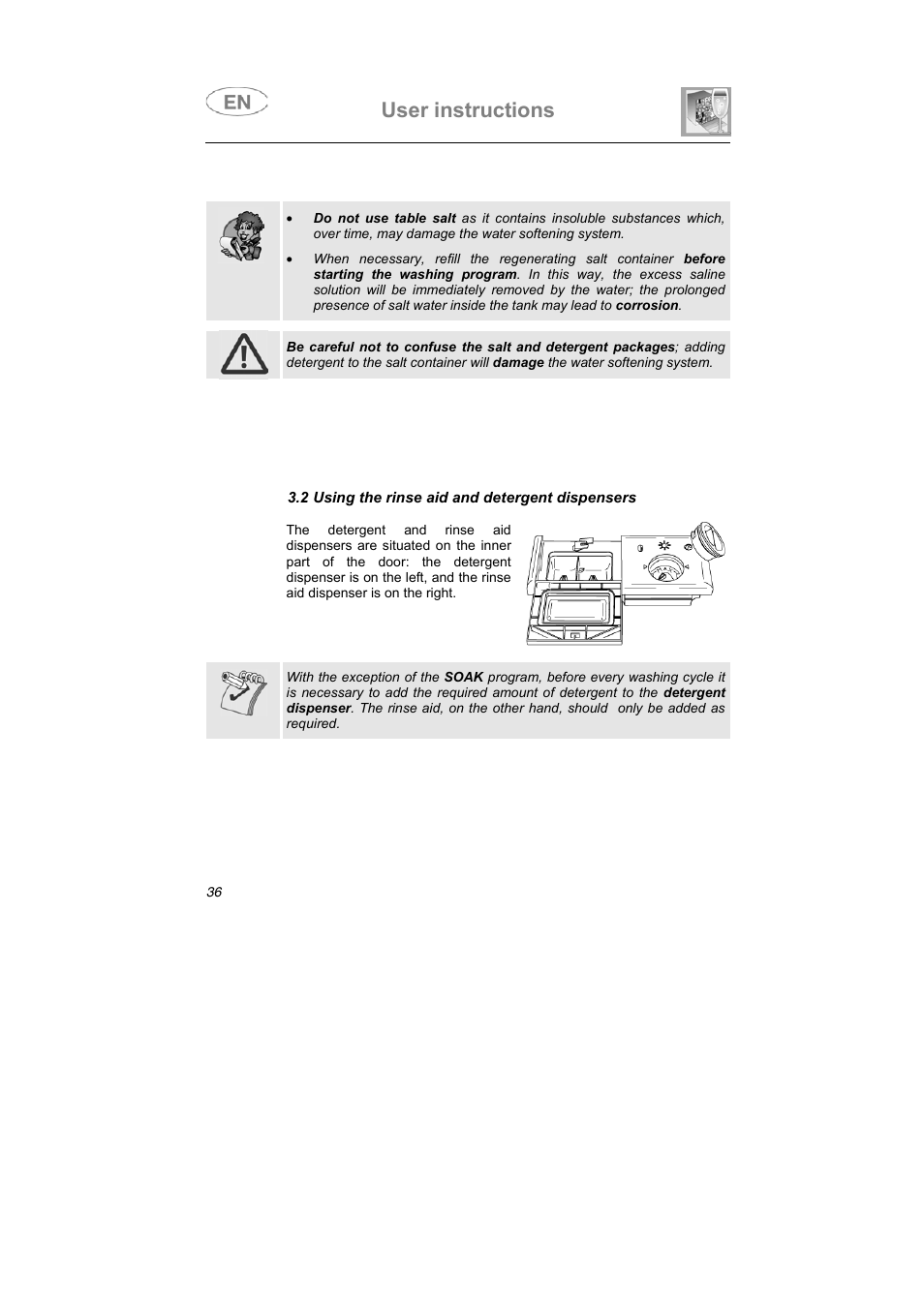User instructions | Teka DW7 45 FI User Manual | Page 10 / 24