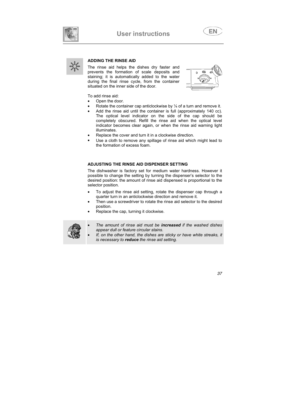 User instructions | Teka DW7 45 FI User Manual | Page 11 / 24