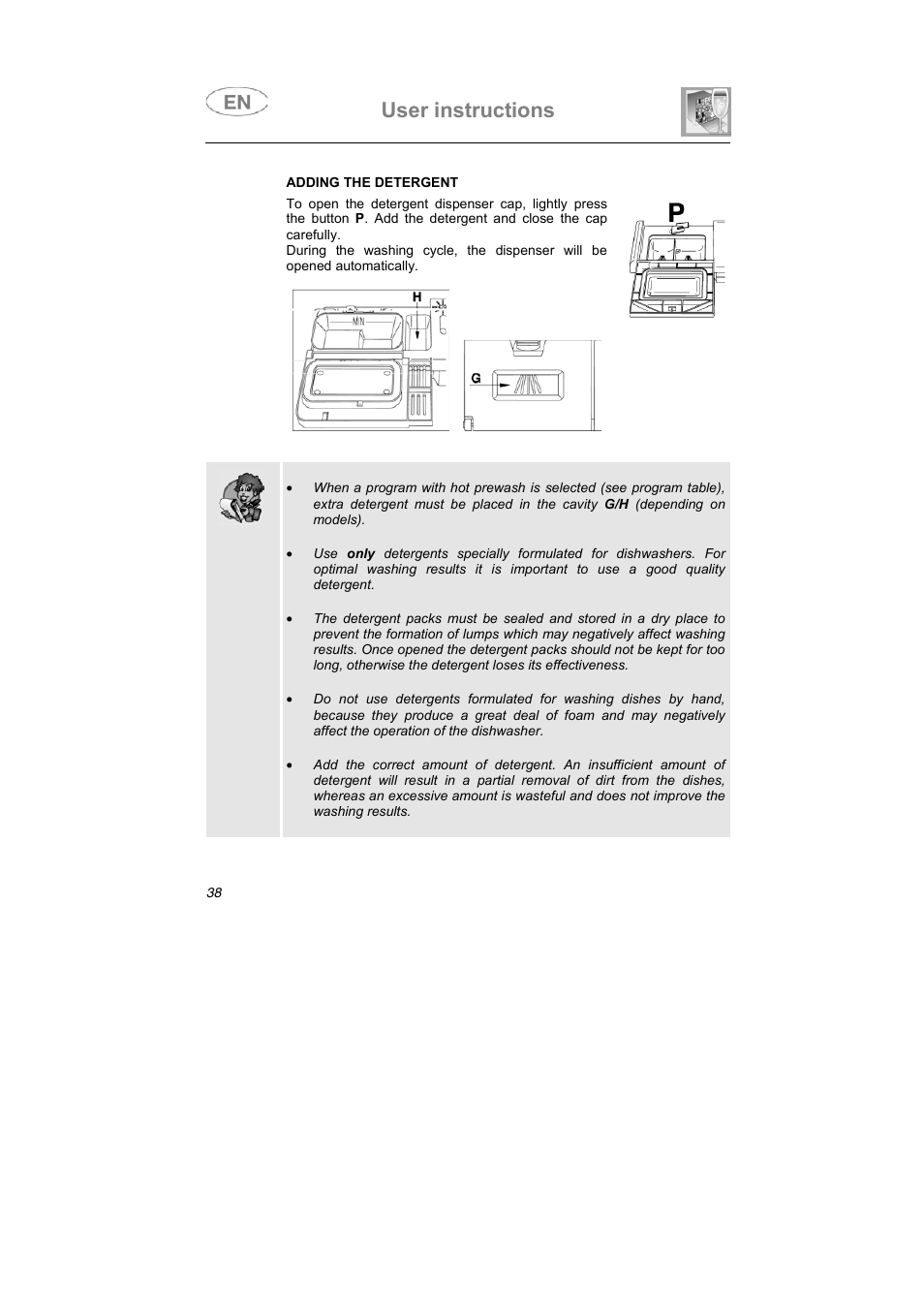 User instructions | Teka DW7 45 FI User Manual | Page 12 / 24