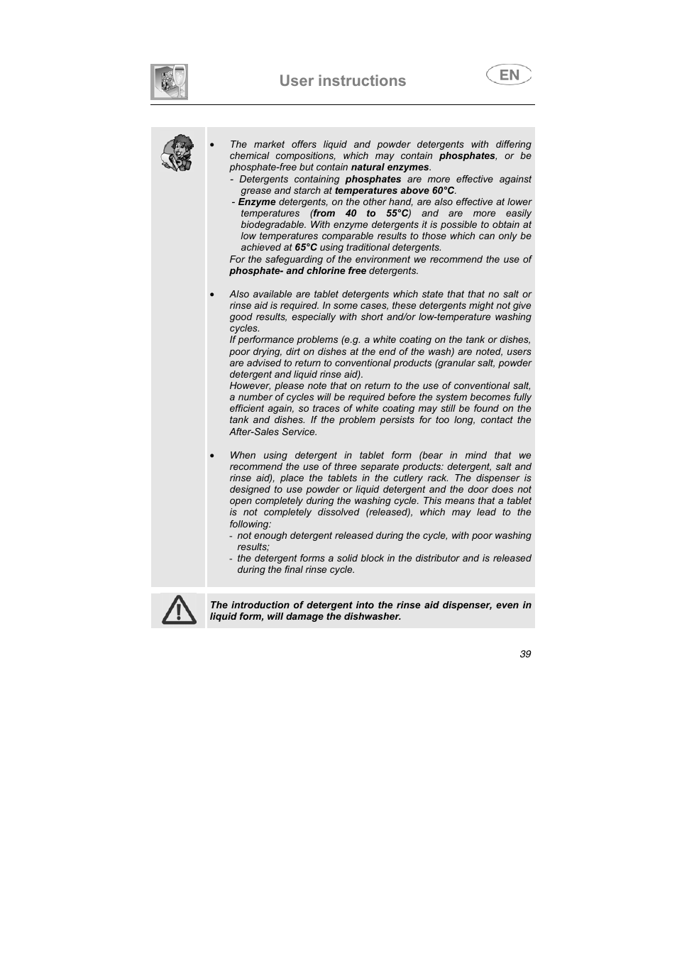 User instructions | Teka DW7 45 FI User Manual | Page 13 / 24
