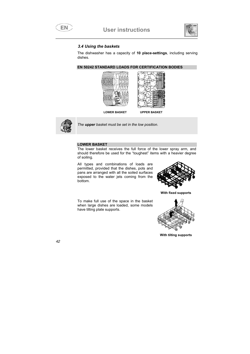 User instructions | Teka DW7 45 FI User Manual | Page 16 / 24