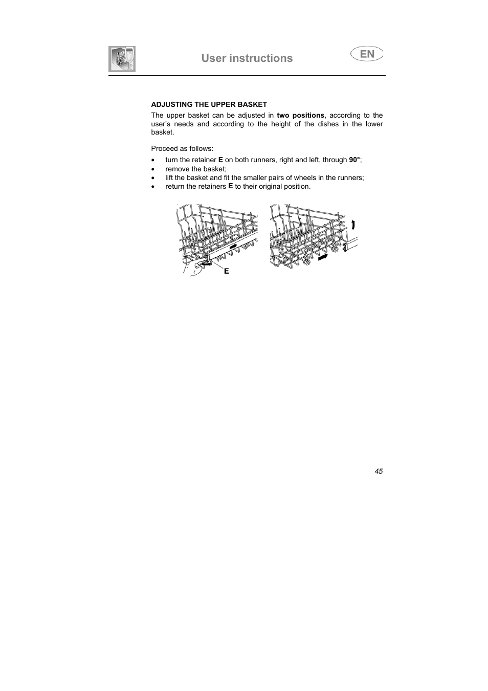 User instructions | Teka DW7 45 FI User Manual | Page 19 / 24