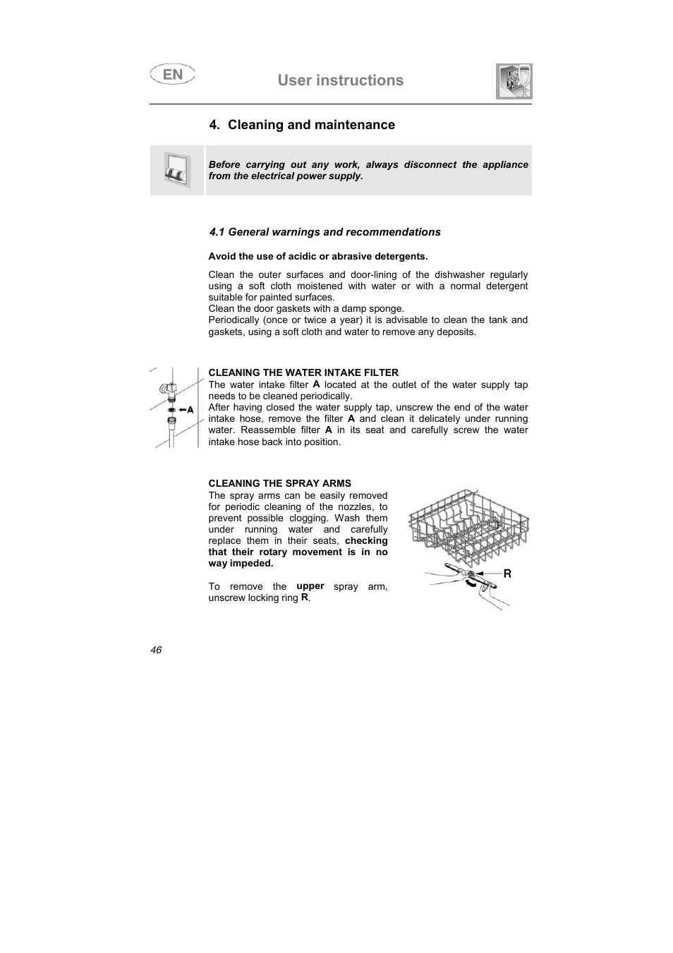 User instructions | Teka DW7 45 FI User Manual | Page 20 / 24