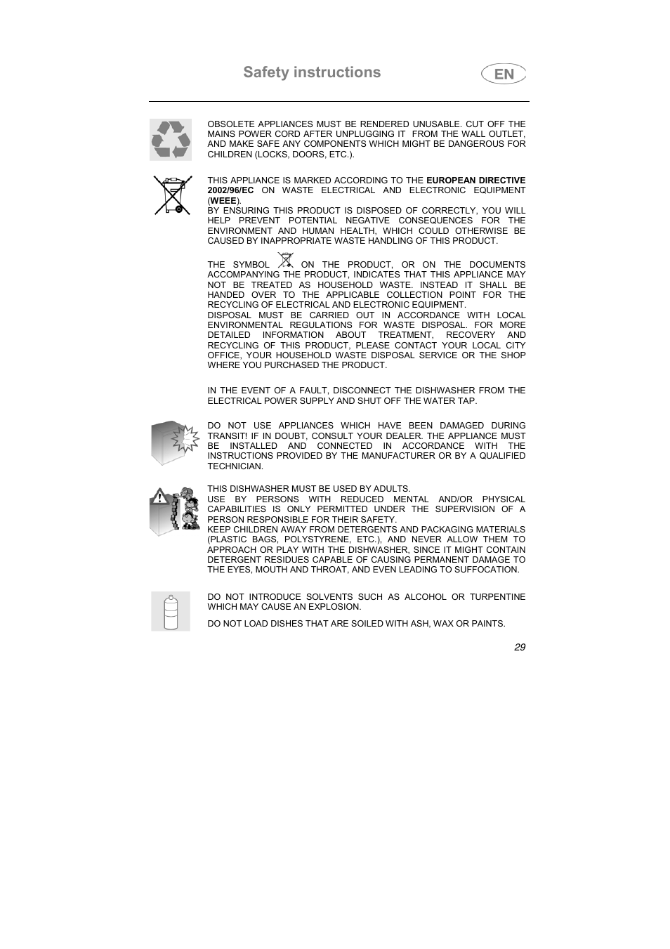 Safety instructions | Teka DW7 45 FI User Manual | Page 3 / 24