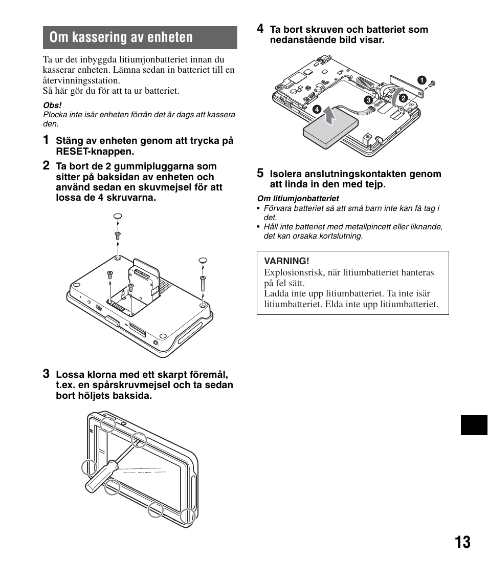 Om kassering av enheten | Sony NV-U82B User Manual | Page 101 / 122