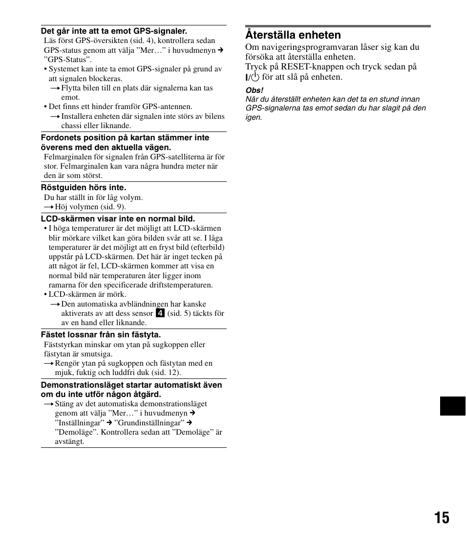 Återställa enheten | Sony NV-U82B User Manual | Page 103 / 122