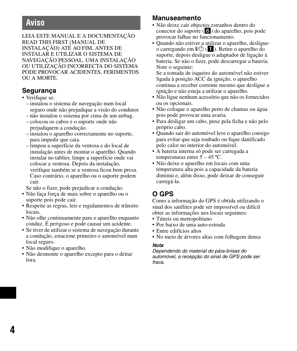 Aviso | Sony NV-U82B User Manual | Page 106 / 122