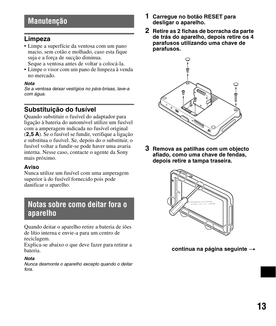 Manutenção, Limpeza, Substituição do fusível | Notas sobre como deitar fora o aparelho, Limpeza substituição do fusível | Sony NV-U82B User Manual | Page 115 / 122