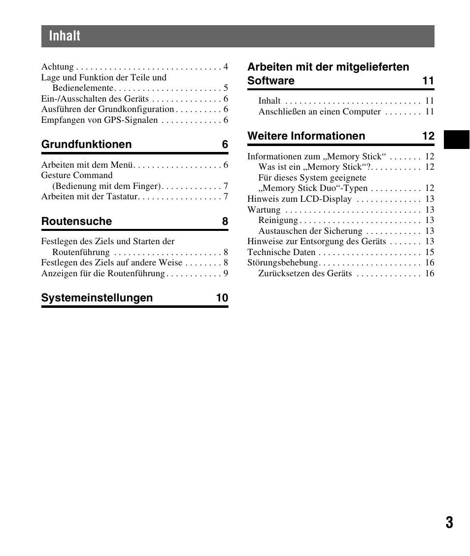 Inhalt | Sony NV-U82B User Manual | Page 17 / 122