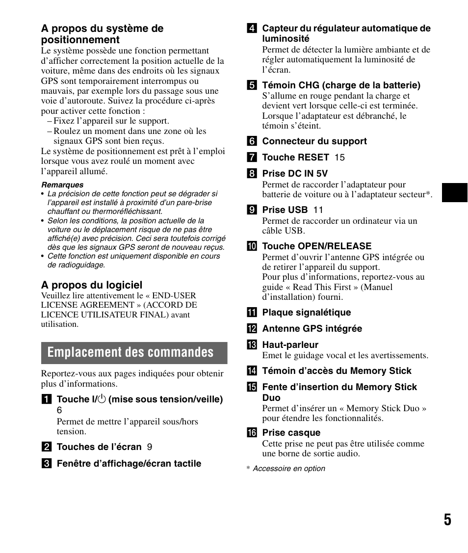 Emplacement des commandes | Sony NV-U82B User Manual | Page 35 / 122