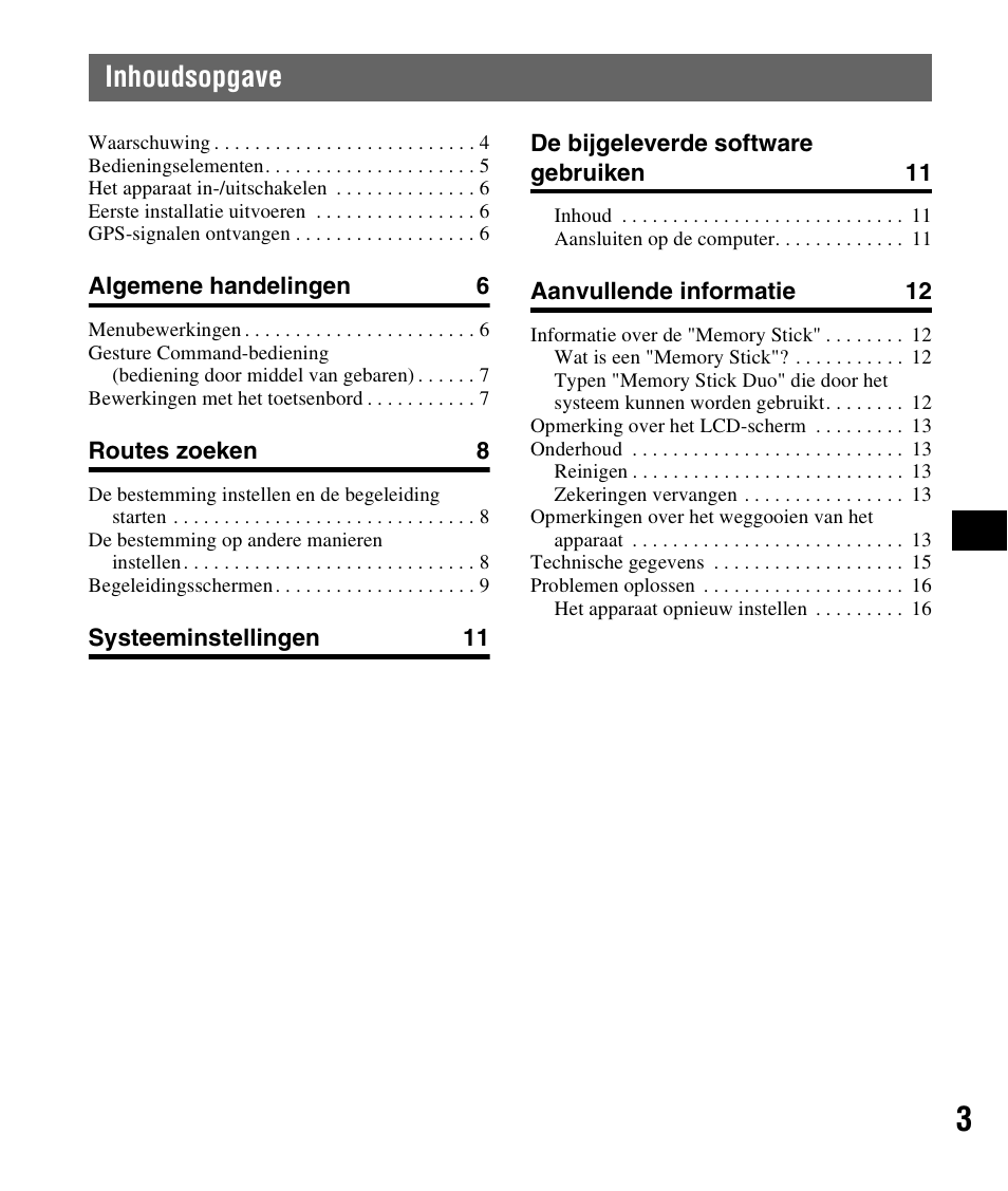 Inhoudsopgave | Sony NV-U82B User Manual | Page 47 / 122